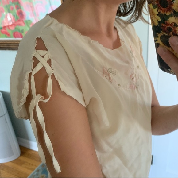 Vintage silk embroidered blouse Doen Style - Picture 6 of 9